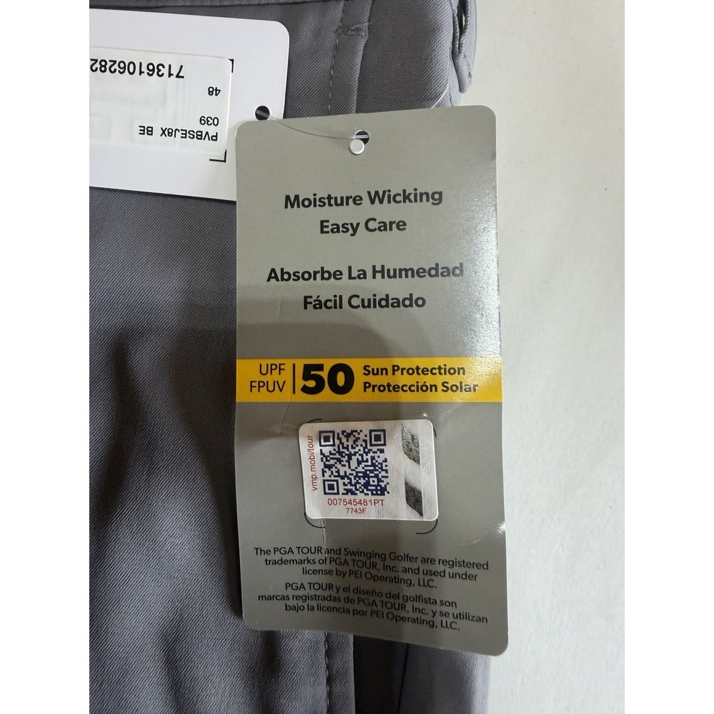NWT Mens PGA Tour Active Gripper Waistband Gray Golf Shorts Size 48 - Picture 5 of 8